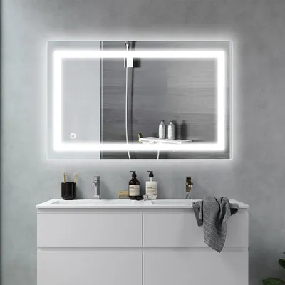 Produktbild von LED Badspiegel 50×70cm Badezimmerspiegel Touch-Schalter mit 3 Lichtfarbe 3000-6400K