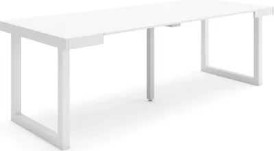 Produktbild von Ausziehbarertisch, 222x90x73cm, Für 10 Gäste, Massivholz Beine, Weiß