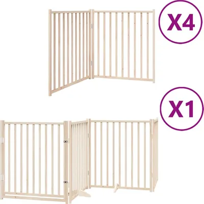 Zdjęcie produktu dla vidaXL 12-częściowa bramka dla psa ze składanymi drzwiami 960 cm drewno topolowe