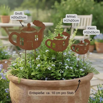 Image de Chaufferies rustiques en acier – Piquets décoratifs pour jardin, lot de 3