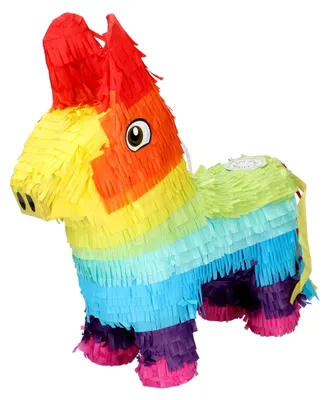 Produktbild von Regenbogen-Piñata Esel für Geburtstagsfeiern - 35x39cm