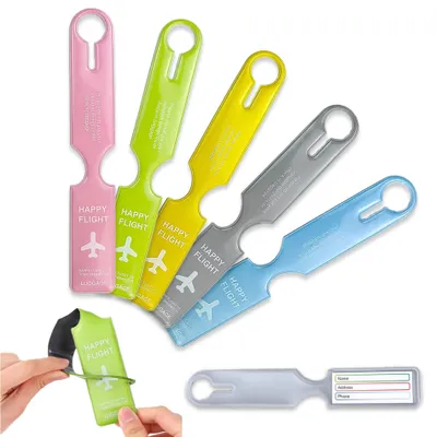 Productafbeelding van Bagagelabels - 5 stuks - PVC - Waterdicht - 24,5 x 4 cm - Groen, geel, grijs, roze en blauw