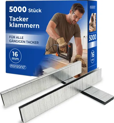 Image de Agrafes 5000 pièces L : 16mm, l: 5,8mm intérieur extérieur acier pour agrafeuse pneumatique outils bricolage