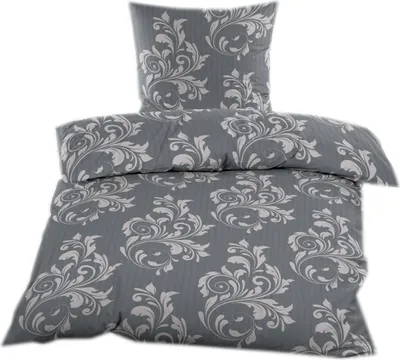 Produktbild von Seersucker Bettwäsche 135x200 mit Reißverschluss - Grau mit Ornamente