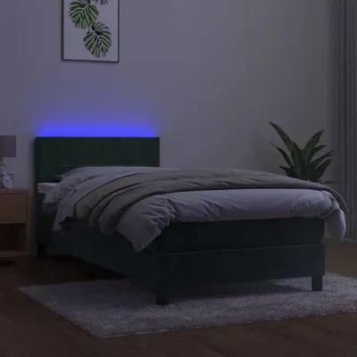 Produktbild von The Living Store Boxspringbett mit Matratze & LED Dunkelgrün 90x200 cm Samt