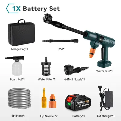 Immagine prodotto di Idropulitrice senza fili - 200 bar - Motore 3500W - Include batteria e caricabatterie