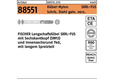 Produktbild von Fischer Langschaftdübel SXRL 10x180 FUS mit Sechskantschraube und U-Scheibe