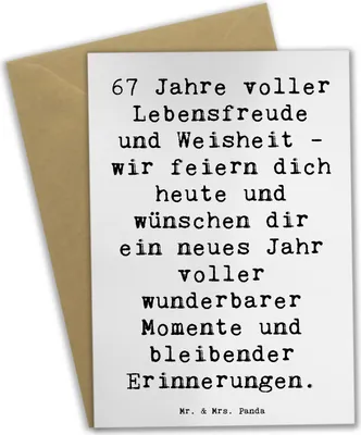 Produktbild von Mr. & Mrs. Panda jubiläumskarte Spruch 67. Geburtstag - Weiß - Geschenk, Grußkarten, Geschichten, Grußkarte, Happy Birthday, osterkarten, weihnachtskarten, Feier, Alter