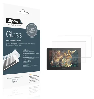 Produktbild von 2x Schutzfolie für Gaomon PD1621 matt - Anti-Shock 9H Folie dipos Glass Kunststoffglas