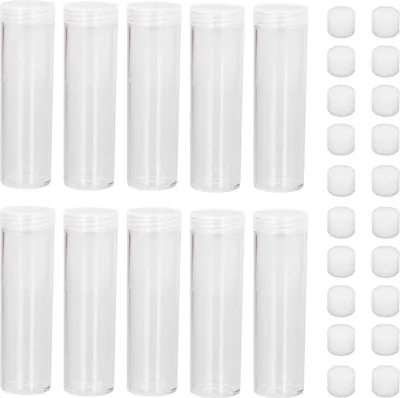 Immagine prodotto di Tubo rotondo in plastica trasparente per monete con spugna ammortizzante per la raccolta di monete da 25 mm