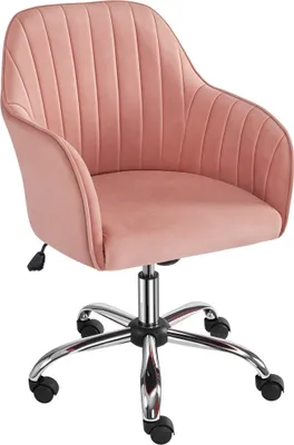 Produktbild von Yaheetech Bürostuhl Schreibtischstuhl höhenverstellbar Computerstuhl mit gepolstertem Samtstoff komfortabler Drehstuhl für Home Office und Büro bis 136 kg belastbar Rosa