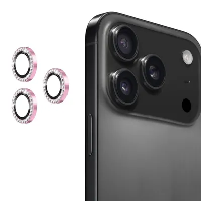 Produktbild von Kamera Schutzglas Linsenglas für Apple iPhone 17 Pro / Pro Max 9H Glitzer Rosa
