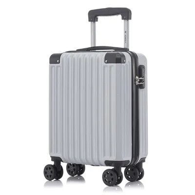 Produktbild von Koffer Trolley Reisekoffer Suitcase, Rollkoffer Handgepäck ,mit 4 Rollen360°, Hartschalenreisekoffer, Zahlenschloss, Weicher Gummigriff(S,Silber)