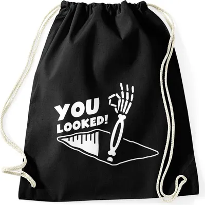 Produktbild von Turnbeutel You looked Bongoloch reingeschaut Skelett Spruch lustig Gymbag Moonworks® schwarz unisize