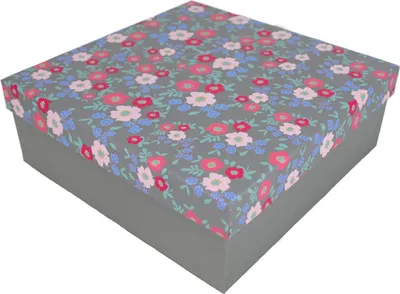 Produktbild von Geschenkkarton in verschiedenen Größen grau mit Frühlingsblumen