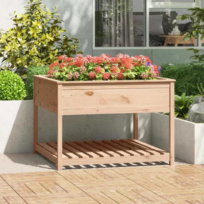 Zdjęcie produktu dla Maison Exclusive – donica z półką 111,5 x 111,5 x 81 cm, lite drewno sosnowe