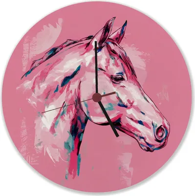 Produktbild von Pferdekopf im Aquarellstil Wanduhr aus MDF - Kunstvolle Uhr für Pferdeliebhaber