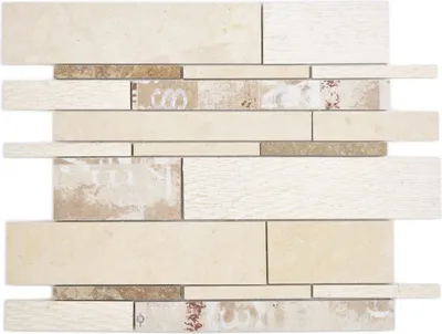 Produktbild von Marmormosaik Keramikmosaik hochwertig beige Mosaikfliese Wandfliese Fliesenspiegel Küche Bad MOS180-B03STB