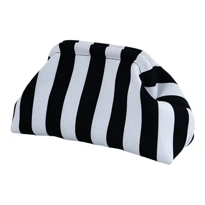 Produktbild von Damen Clutch, Sommer Gestrickt Gestreift Klein Clutch, Schwarz