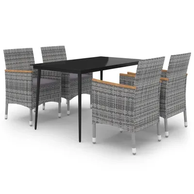 Immagine prodotto di set da pranzo da giardino 5 pezzi vidaXL con cuscini in rattan e vetro