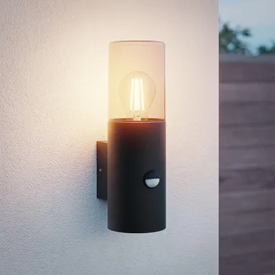 Image de HOFTRONIC - Applique murale LED avec détecteur E27 IP44 Verre fumé