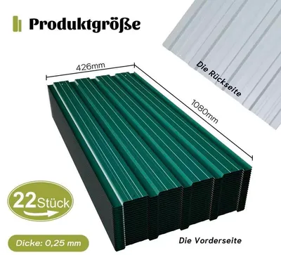 Produktbild von 22x Trapezblech 10m² Profilblech Blech Metall Dachblech Dach Platten Grün
