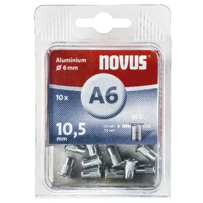 Zdjęcie produktu dla Novus 045-0041, Nit napędowy, Aluminium, Aluminium, Płaska głowa, 1,05 cm, 17 g