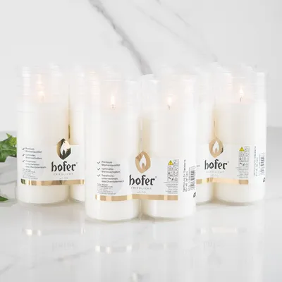 Produktbild von HOFER Nachfüllungen für Hofer Glas Grabkerze "Luna" - 10 Stück - Trauerkerzen, Grablicht, Friedhofskerze - Kerzen für Grabdeko & Grabschmuck
