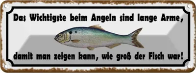 Produktbild von vianmo Blechschild 10x27 cm das wichtigste beim Angeln sind Spruch Zitat
