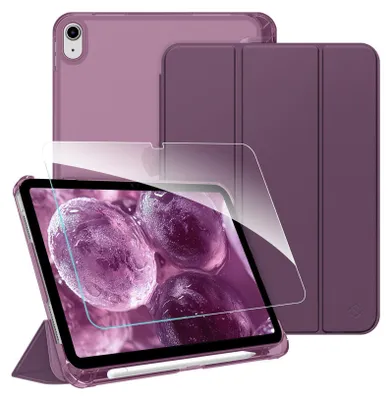 Produktbild von Fintie Hülle für iPad 11. Generation 2025 11 Zoll, iPad 10. Generation 2022 10.9 Zoll mit Schutzfolie - ultradünne leichte transparenter Rückseite Schutzhülle Case Cover mit Stifthalter, Lila