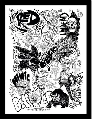 Produktbild von Dungeons & Dragons - Gerahmtes Poster "Be Monsters" PM10647 (40 cm x 30 cm) (Schwarz/Weiß)