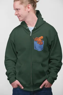 Produktbild von D&B Uni Hoodie ZIPPO00022 Octopus Waldgrün-Größe S
