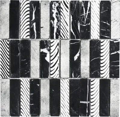 Produktbild von Natursteinmosaik STN 89 schwarz/silber30x30 cm