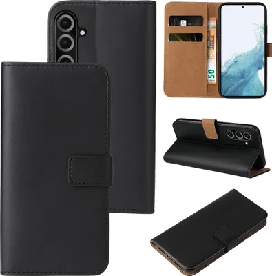 A collage of images showing a black flip-style phone case for a Samsung Galaxy A26 5G.