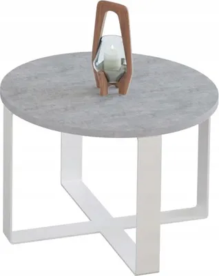 Zdjęcie produktu dla Kawowy Okrągły Stolik Ława Loft Industrial Salon 55 cm Metalowy Stelaż