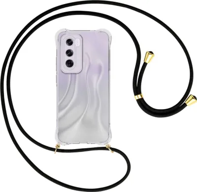 Produktbild von Handykette Backcover-Schutzhülle mit Band (Metall goldfarben) für OPPO Reno 12 Pro 5G - schwarz