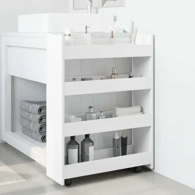 Produktbild von " " Schmaler Aufbewahrungswagen 4 Etagen Weiß Holzwerkstoff NeuMöbel 3130869