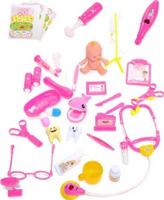 Immagine prodotto di Simpatico set di accessori da dottore rosa da 39 pezzi per bambini - taglia unica