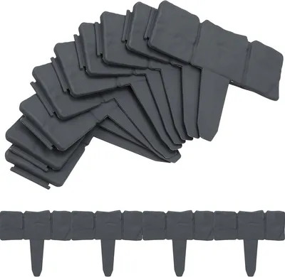 Produktbild von SWANEW 10 stücke Rasenkante Kunststoff 2.5m Steinoptik Garden Border aus PP, Mähkante Beetumrandung Palisade Garten dekorativ, anthrazit