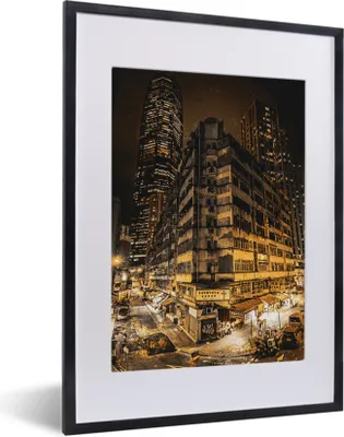 Produktbild von MuchoWow® MuchoWow® Gerahmtes Poster Gold - Straßen - Städte 30x40 cm - Poster mit zchwarzem Bilderrahmen - Wandposter Schlafzimmer