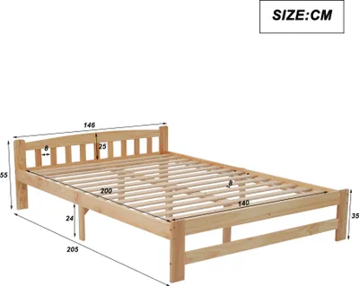 Obrázek produktu pro okwish dřevěná postel 140X200 Pevné dřevěné postele s předním panelem a rámem postele v venkovském domě,postýlku,postel pro mladé lidi,příroda