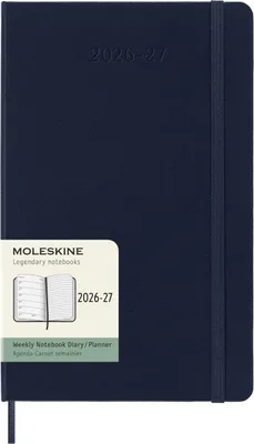 Produktbild von Moleskine 18 Monate Wochen Notizkalender 2026/2027, L/A5, 1 Wo = 1 Seite, Rechts linierte Seite, Fester Einband, Saphir