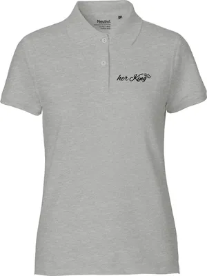 Produktbild von Huuraa Damen Polo Shirt her King Krone XXL Sport Grey Bio Baumwolle Fairtrade Poloshirt Geschenkidee