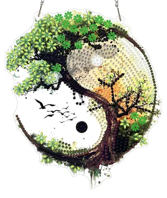 Immagine prodotto di Ciondolo "Yin e Yang" per Diamond Painting 5D, decorazione per finestre a forma di sole, kit fai-da-te, decorazione luminosa, modello GSL109