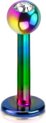 Produktbild von viva-adorno 1,2mm Lippen Piercing Stecker Edelstahl Kristall in verschiedenen Farben Tragus Labretstecker Z367,Regenbogen