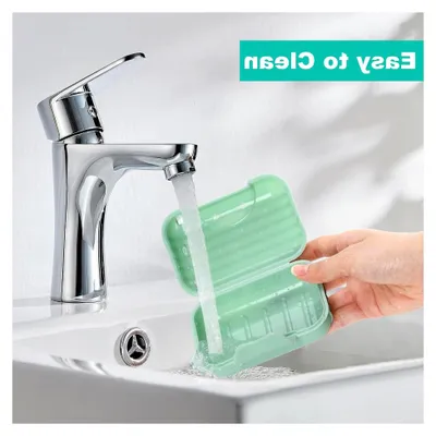 Produktbild von 2er Set Seifendosen für Reisen mit Deckel, tragbare Seifenschalen, wasserdicht und auslaufsicher für Dusche, Reisen und Outdoor (Grün + Grau)