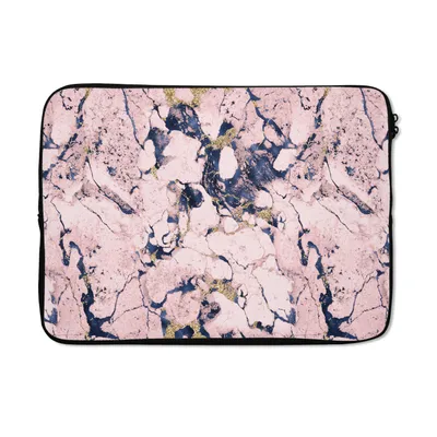 Produktbild von MuchoWow® Laptop Hülle 14 ZollMarmor - Gold - Rosa - Blau - Muster Laptoptasche - Laptoptasche - Stoßsicher - Schutzhaube