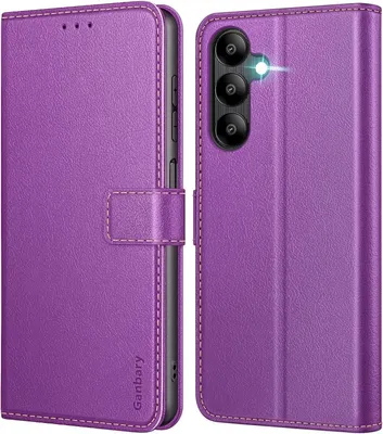 Produktbild von Samsung Galaxy A05s Handyhülle - Premium Leder Klapphülle mit Kartenschlitzen und Standfunktion - Violett
