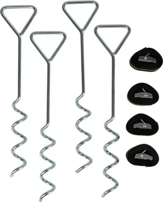 Produktbild von 4 x Bodenanker verzinkt 8-teilig mit Spanngurten Erdnägel Erdanker Spiralanker