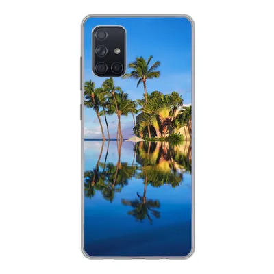 Produktbild von MuchoWow® Handyhülle Schutzhülle Hülle für Samsung Galaxy A51 Am Wailea Beach in Hawaii spiegeln sich die Palmen im Wasser Silikon Softcase Handy Hülle - Schutzabdeckung